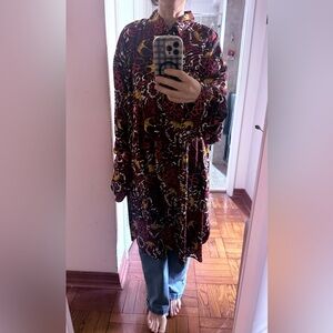 Red and black leopard print long-sleeve blouse with a crown motif brand new